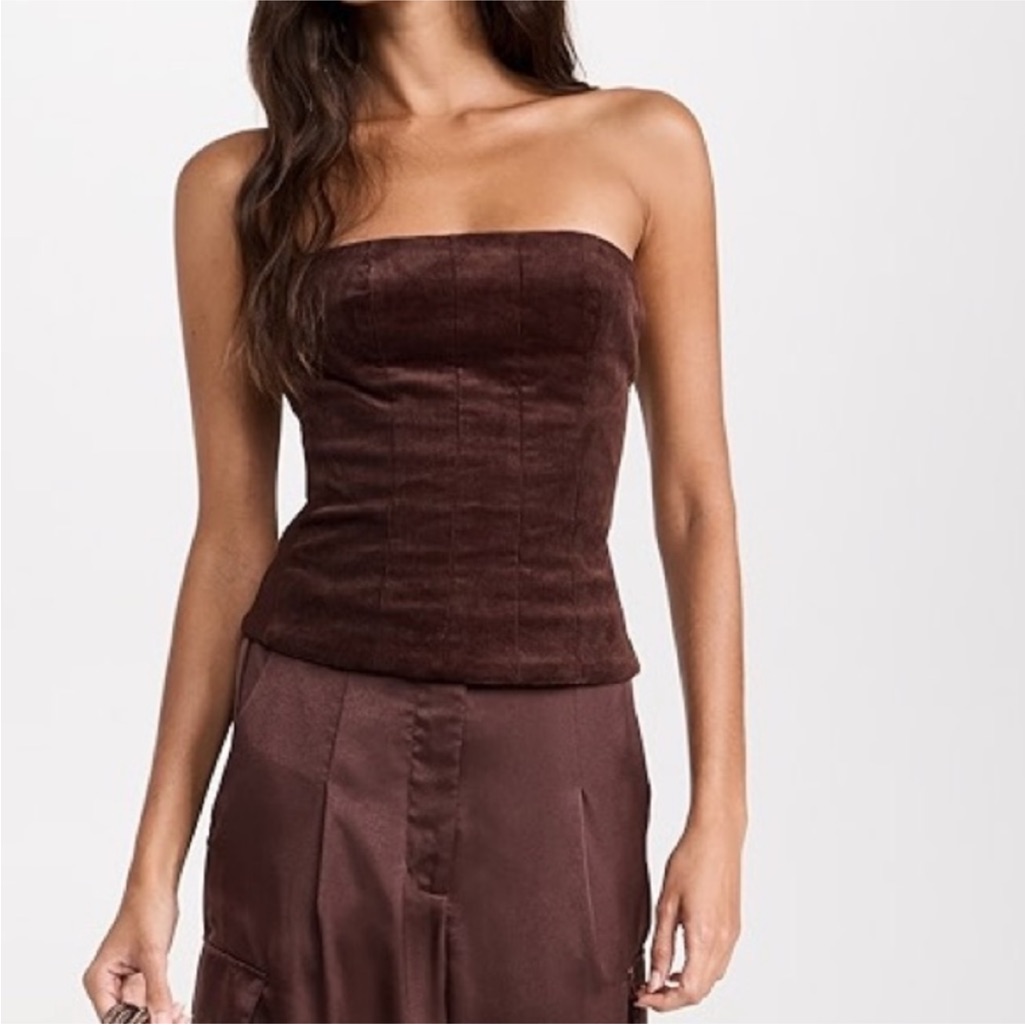 Staud Green! Corduroy Strapless Top